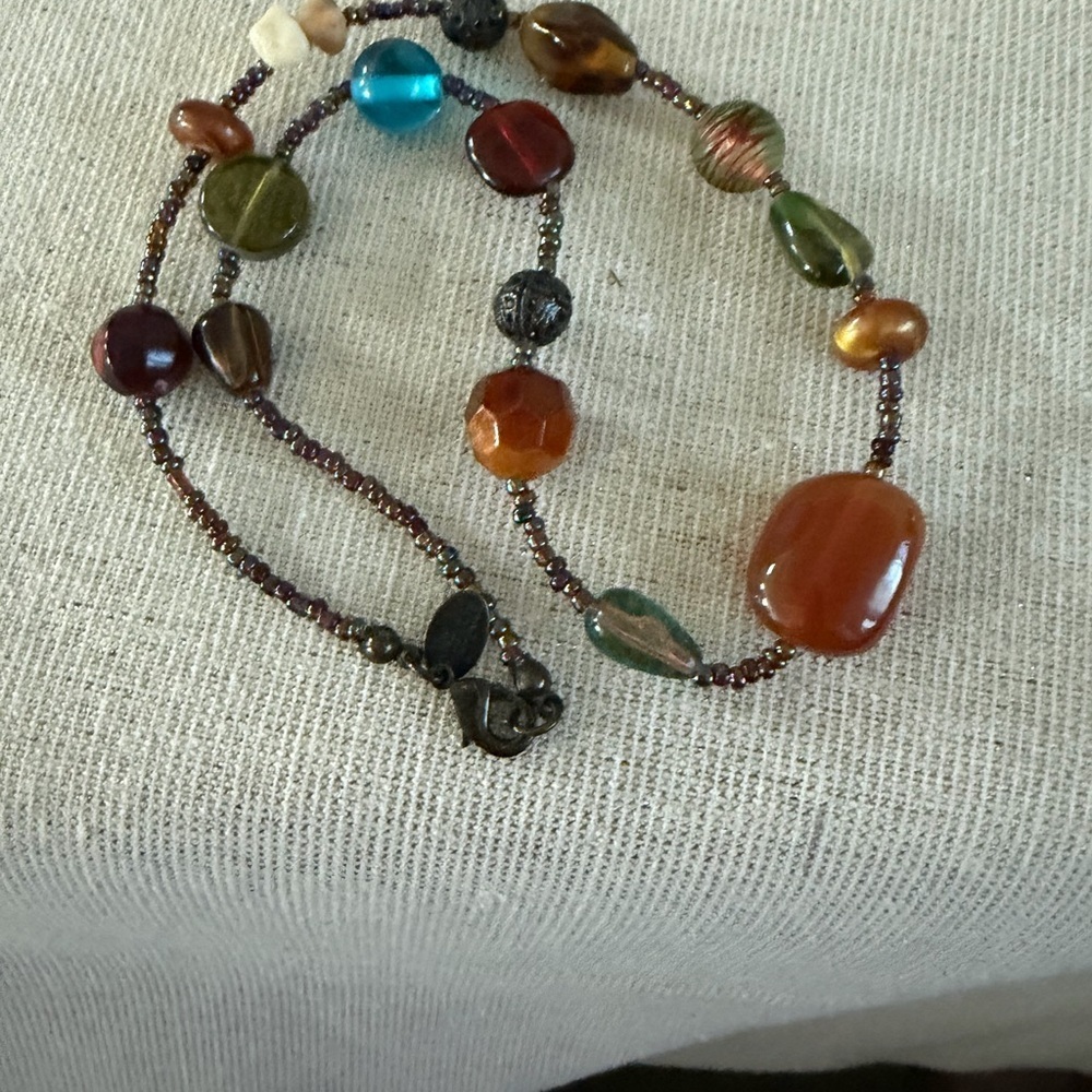 Lia Sophia Multicolor Beaded Women’s Necklace with Orange Accent - Picture 2 of 4
